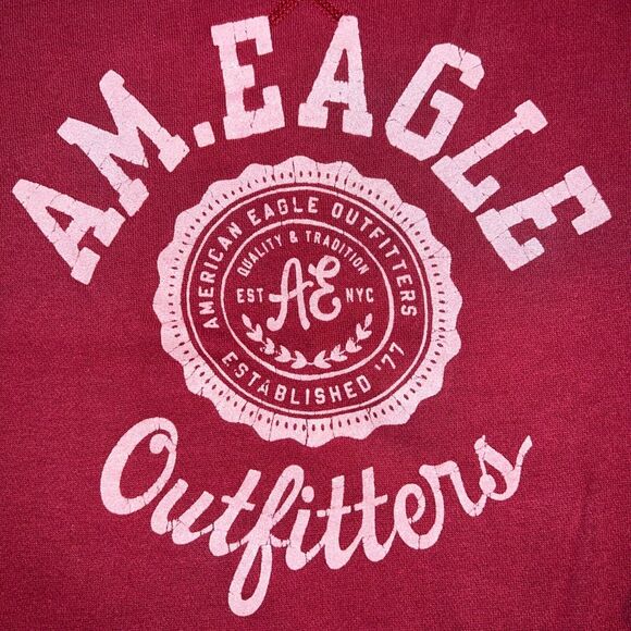 American Eagle Womens Sweatshirt Pullover Round Neck Long Sleeves Red Pink Large - Picture 3 of 8